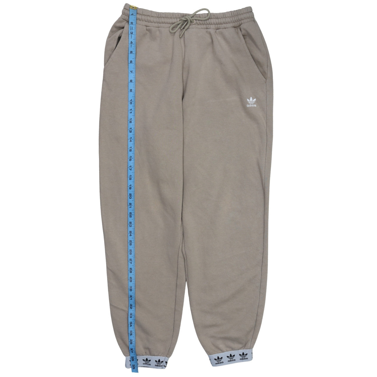 Adidas Women's Beige Jogger Sweatpants Size 12 Fleece Cuffed