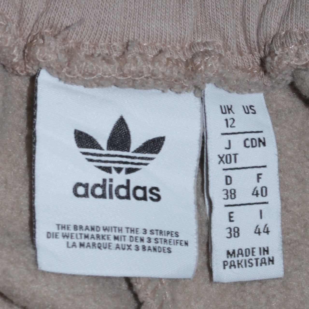 Adidas Women's Beige Jogger Sweatpants Size 12 Fleece Cuffed