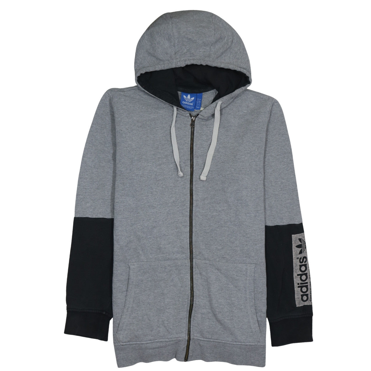 Mens UK Size L adidas Grey Full Zip Hoodie