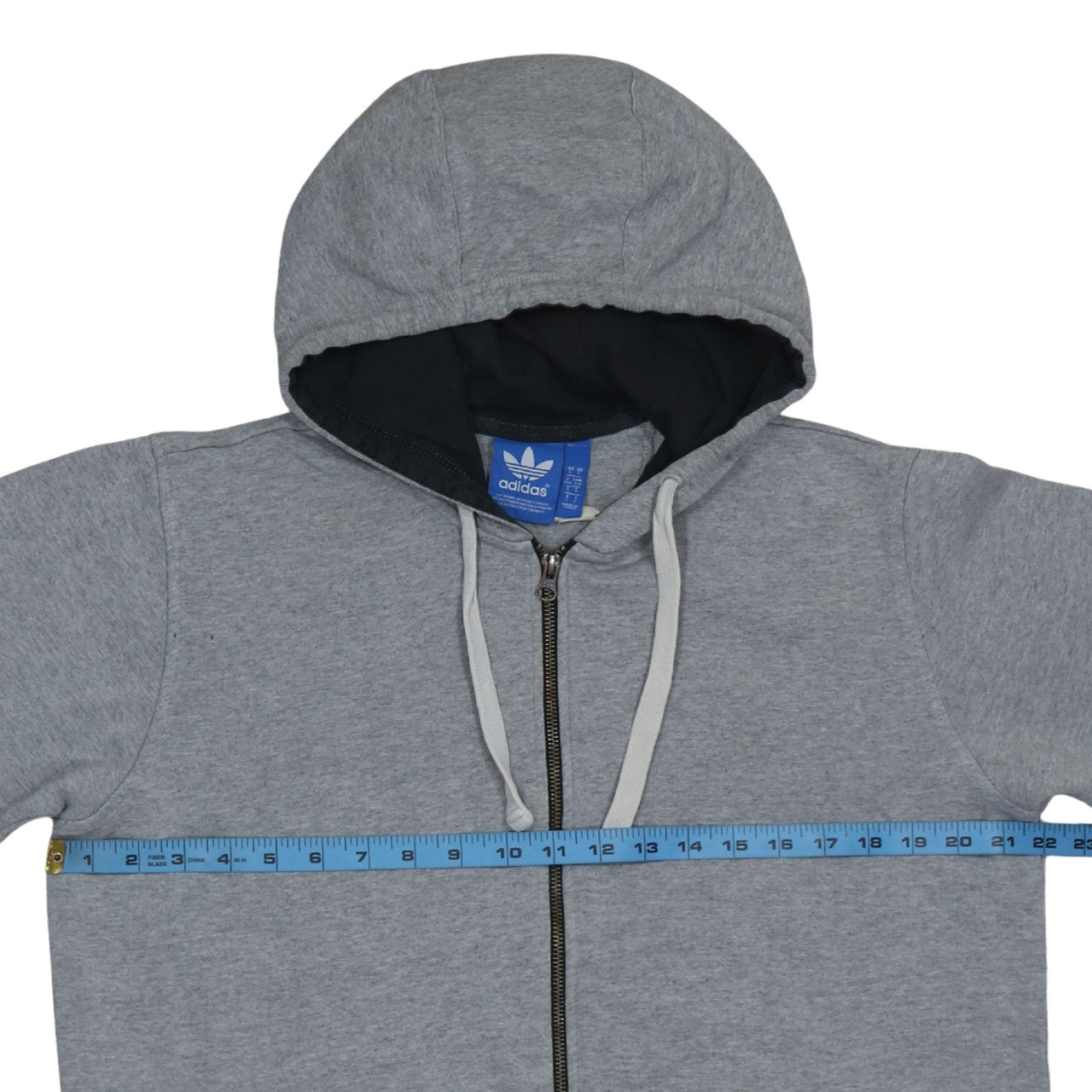 Mens UK Size L adidas Grey Full Zip Hoodie