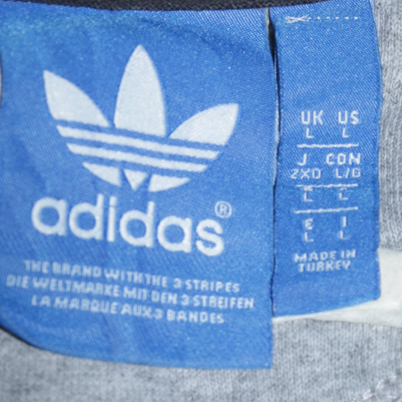 Mens UK Size L adidas Grey Full Zip Hoodie