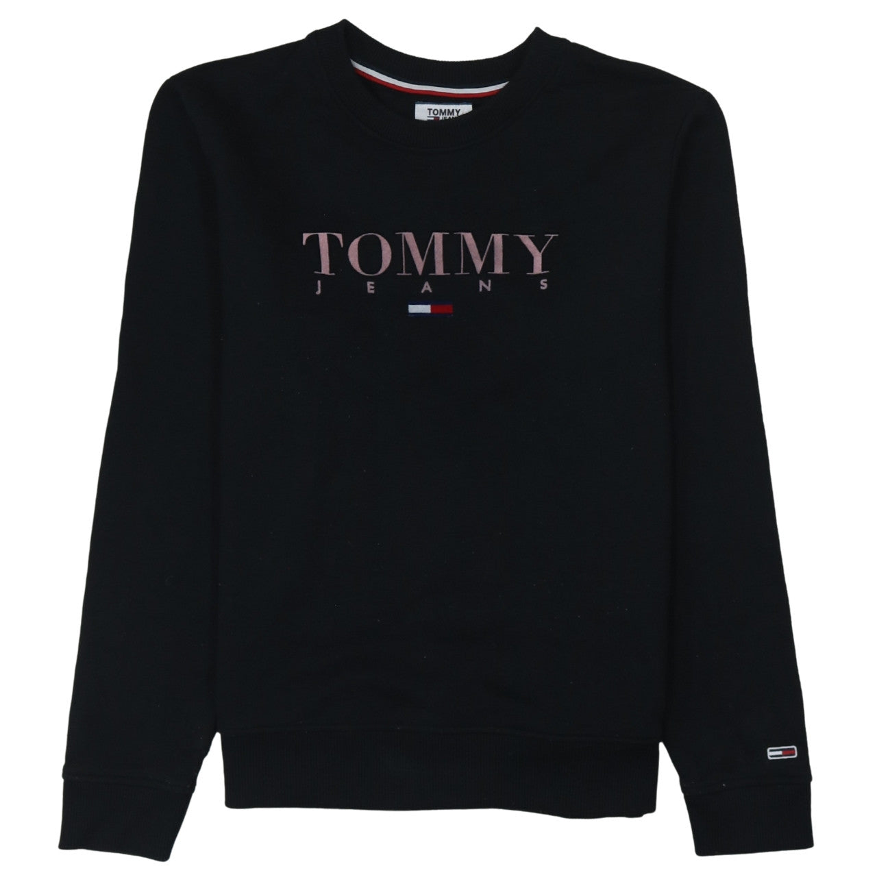 Mens UK Size M Tommy Jeans Black Pullover Sweatshirt