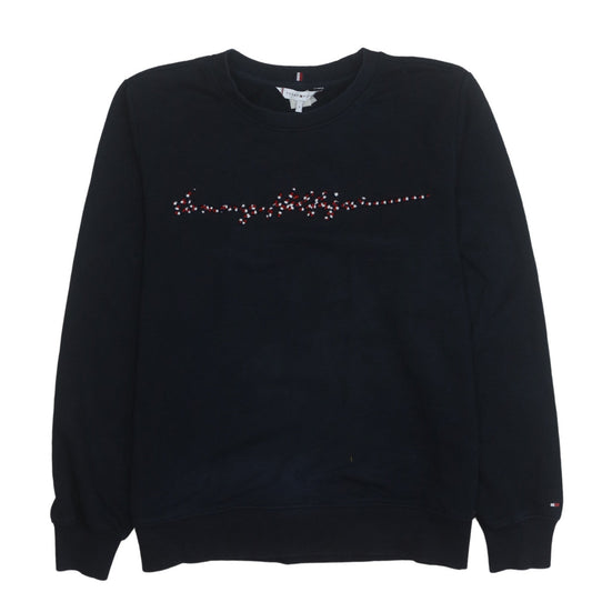 Womens UK Size S Tommy Hilfiger Black Pullover Sweatshirt