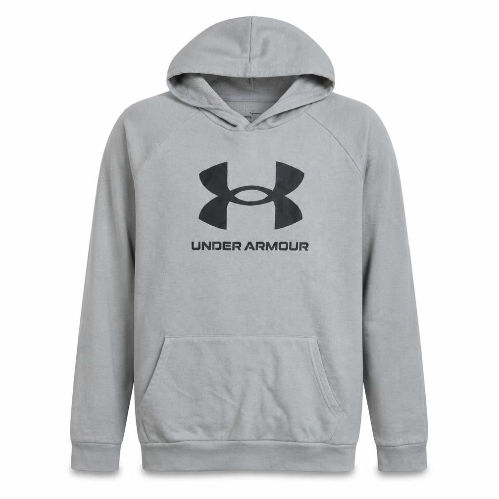 Front view of Under Armour Teens Grey Pullover Hoodie XL Fleece Sportswear