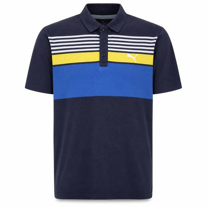 Puma Men's Blue Striped Cotton Polo Shirt Size L