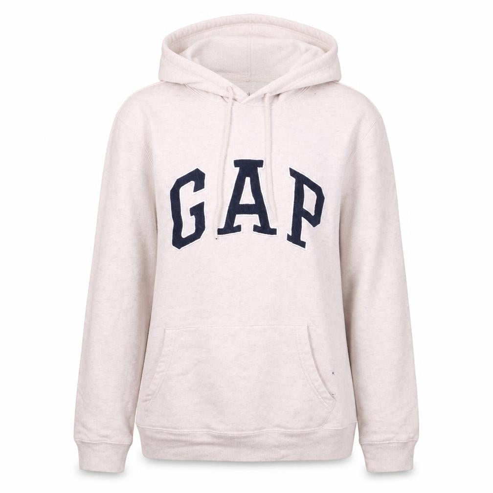 Gap Women's Beige Pullover Hoodie Medium Logo Casual Sweatshirt