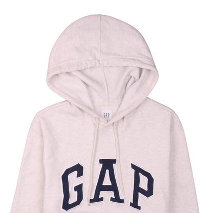 Gap Women's Beige Pullover Hoodie Medium Logo Casual Sweatshirt