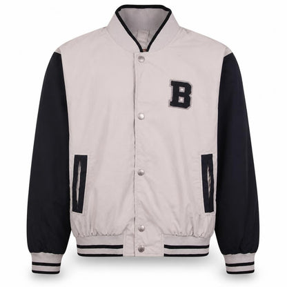 Brugi Boys Beige & Black Varsity Style Sweatshirt S Full Snap Jacket