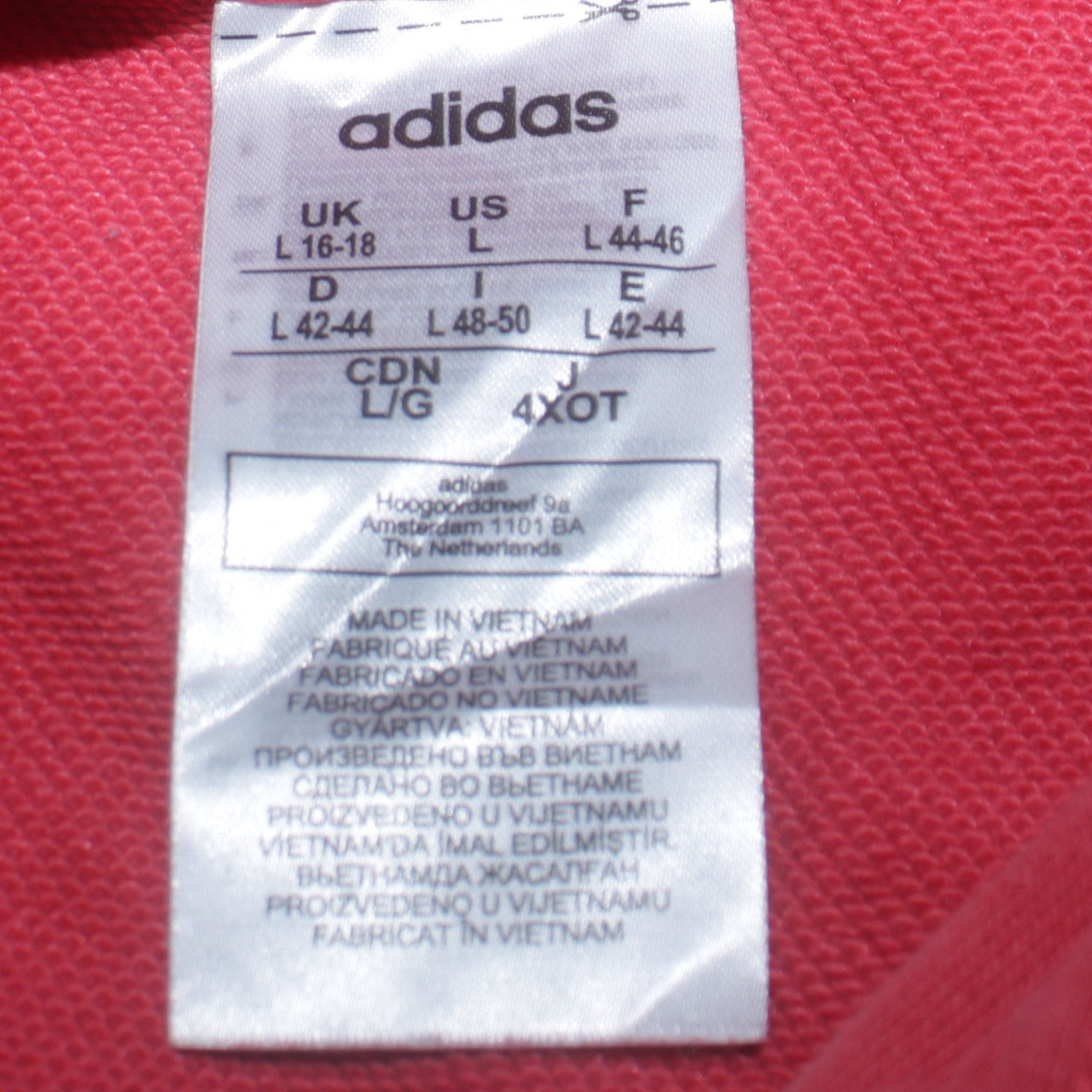 Womens UK Size L adidas Red Pullover Hoodie