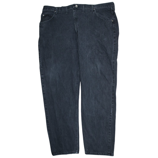 Mens UK Size 46 Wrangler Relaxed Fit Straight Black Jeans