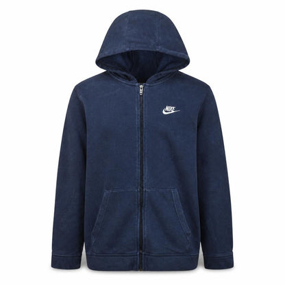 Front view of Nike boys’ navy blue full zip hoodie xl 158-170cm cotton blend