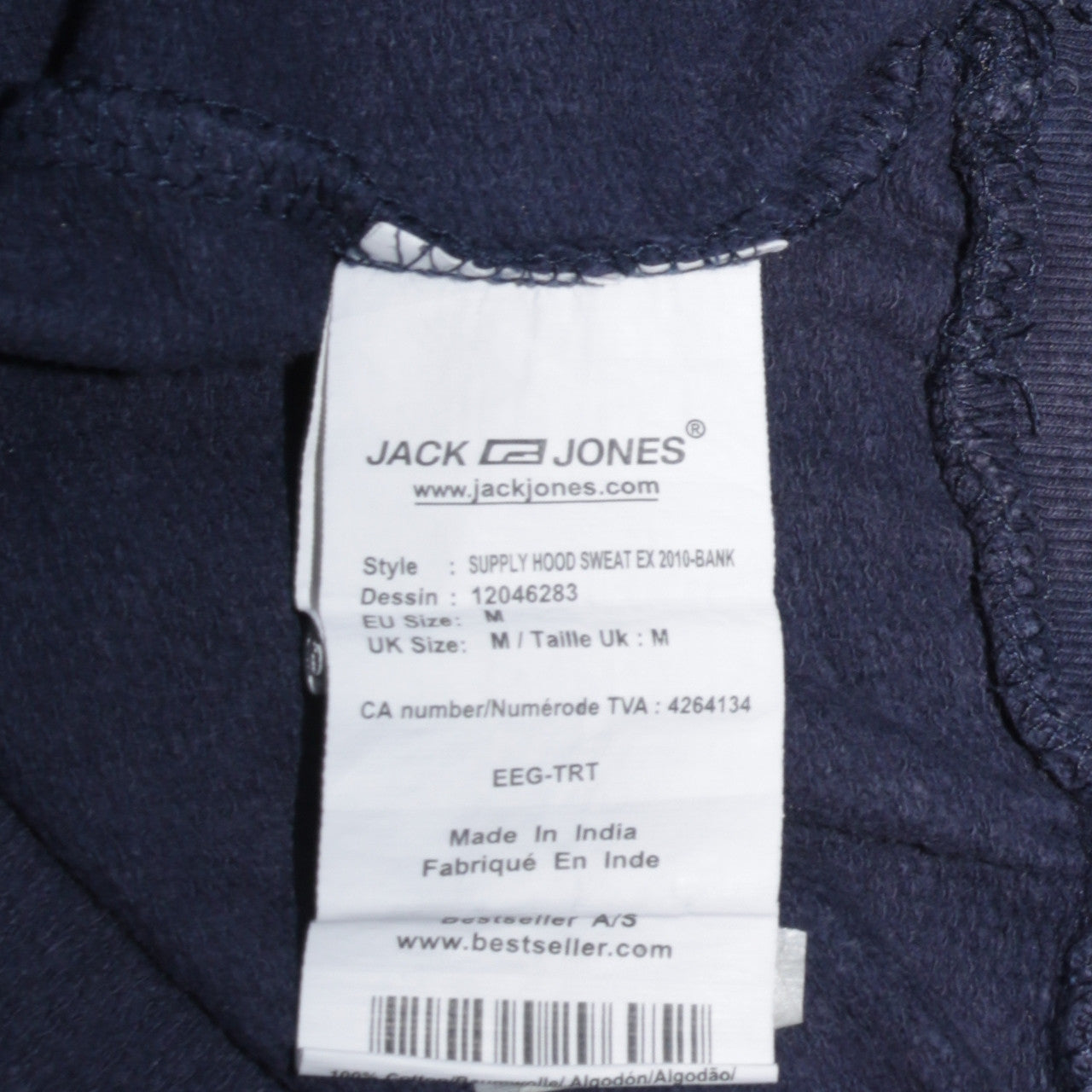 Mens UK Size M JACK & JONES Blue Pullover Hoodie