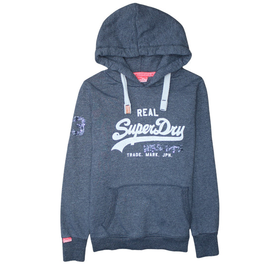 Womens UK Size M Superdry Grey Pullover Hoodie