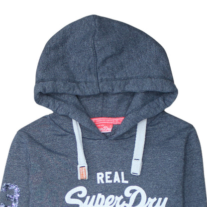 Womens UK Size M Superdry Grey Pullover Hoodie