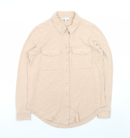 Womens UK Size M Reiss Beige Basic Button-Up
