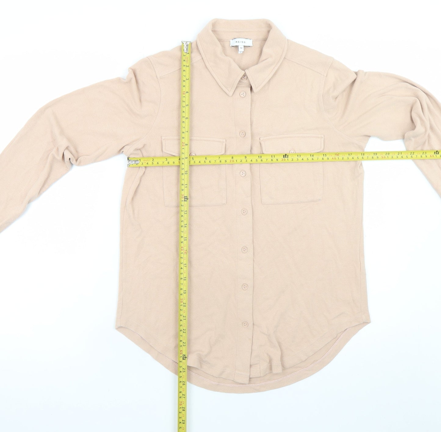 Womens UK Size M Reiss Beige Basic Button-Up