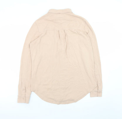 Womens UK Size M Reiss Beige Basic Button-Up