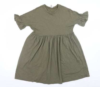 ASOS Women’s Green Size 10 Cotton Smock Knee Length Dress