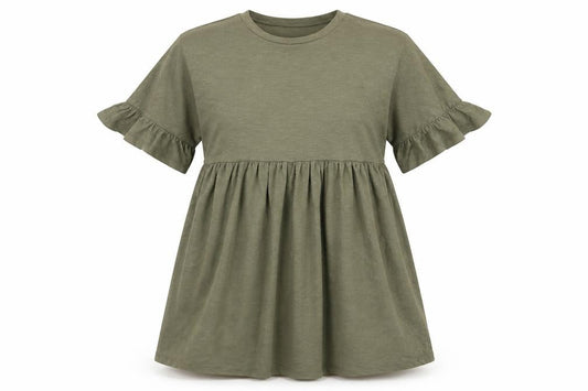 Front view of ASOS Women’s Green, size UK 10, Cotton Smock Knee Length Dress