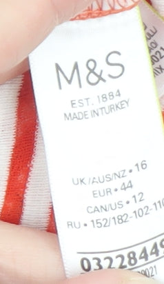 Womens UK Size 16 Marks and Spencer Red Basic T-Shirt