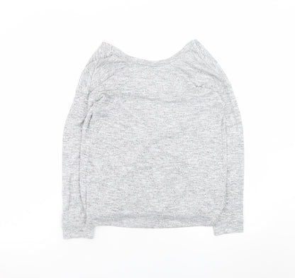 Miss Selfridge Women's Grey Wrap Jersey Long Sleeve Top Size 6