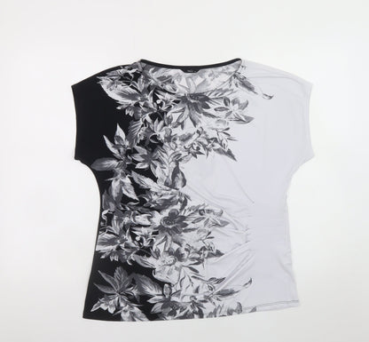 Womens UK Size 16 M&Co Black Basic T-Shirt