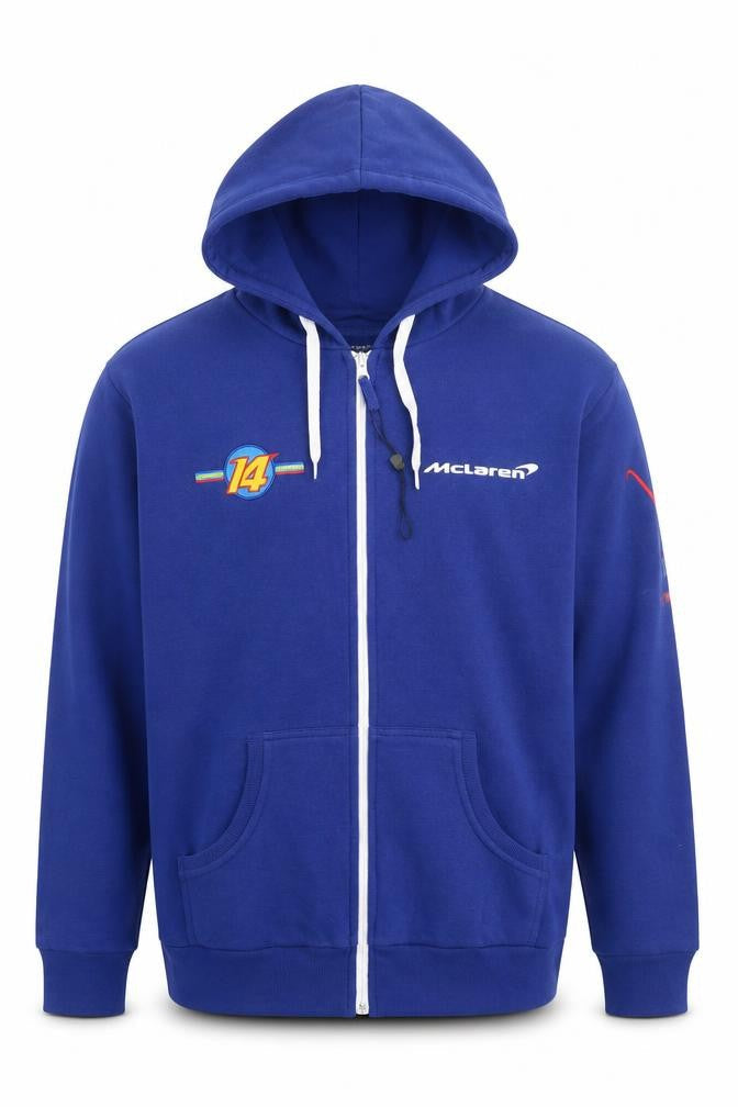 Mens UK Size 2XL McLaren Blue Full Zip Hoodie