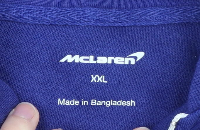 Mens UK Size 2XL McLaren Blue Full Zip Hoodie