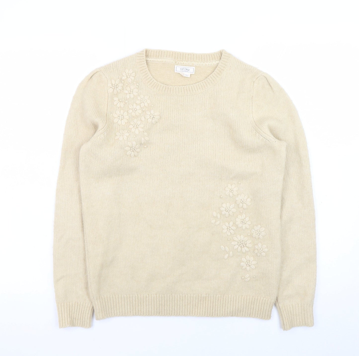 Womens UK Size 8 Fat Face Beige Pullover Jumper