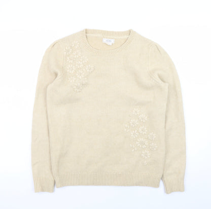 Womens UK Size 8 Fat Face Beige Pullover Jumper