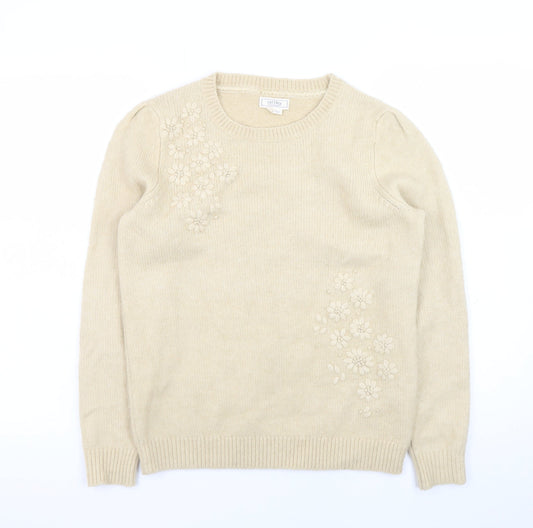 Womens UK Size 8 Fat Face Beige Pullover Jumper