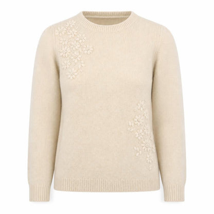 FatFace Women's Beige Embroidered Wool Blend Jumper Size 8
