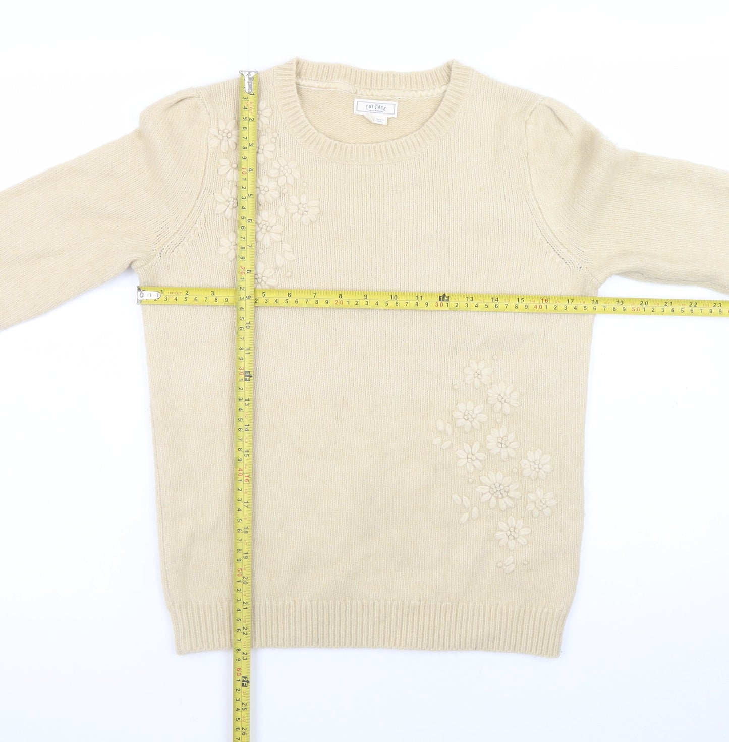 Womens UK Size 8 Fat Face Beige Pullover Jumper