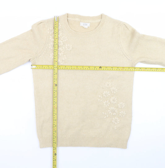 Womens UK Size 8 Fat Face Beige Pullover Jumper