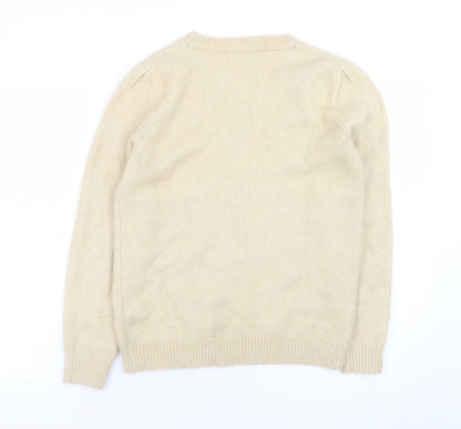 Womens UK Size 8 Fat Face Beige Pullover Jumper