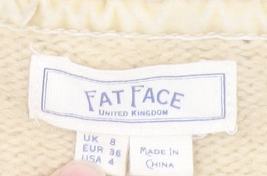 Womens UK Size 8 Fat Face Beige Pullover Jumper