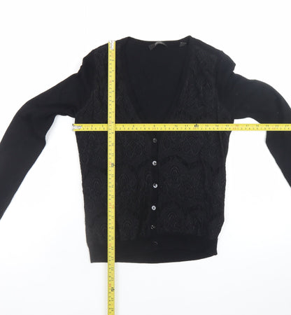 Esprit Women's Black Viscose Knit V-Neck Button Cardigan XS