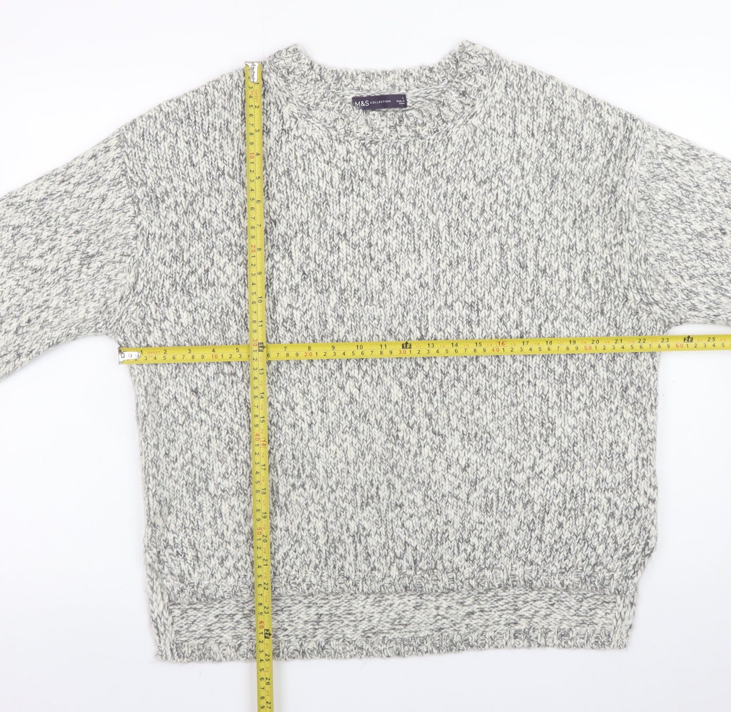 Mens UK Size L Marks and Spencer Grey Pullover Jumper