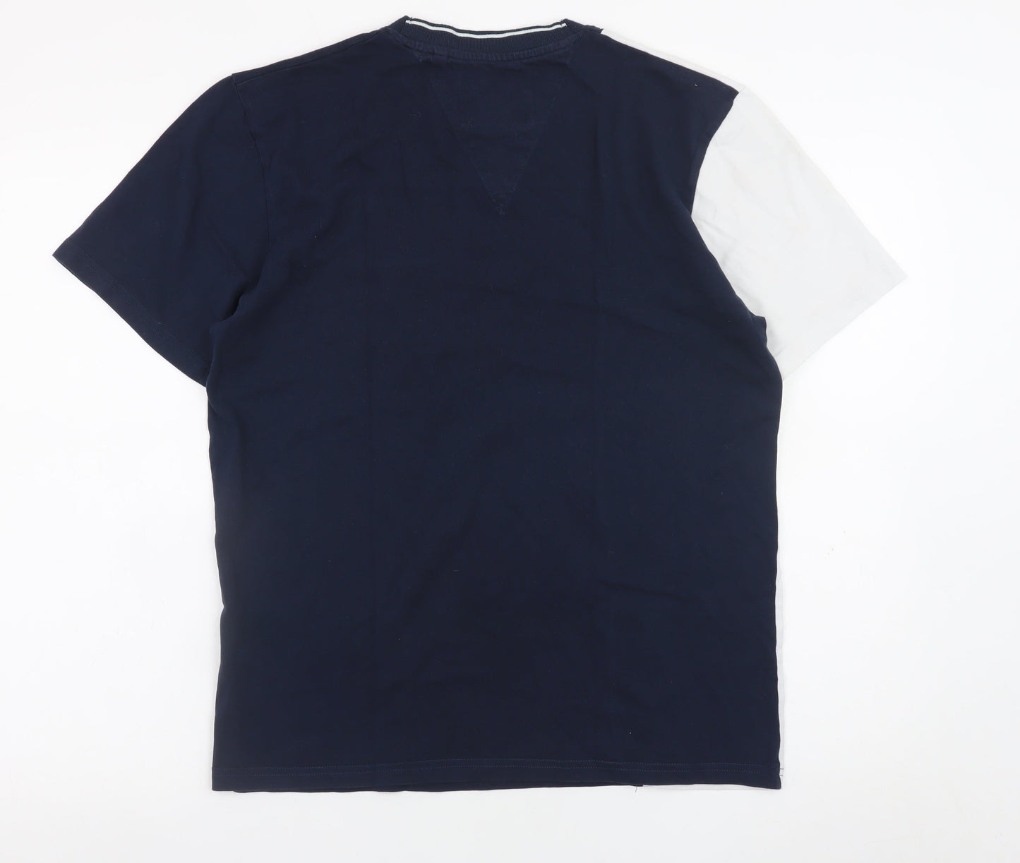 Next Men's Navy and White Colourblock Crew Neck Cotton T-Shirt M