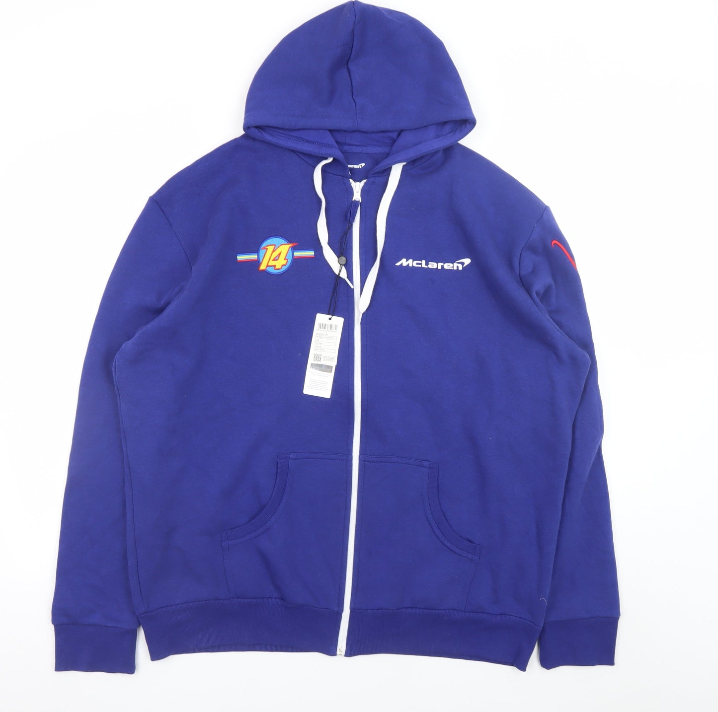 Mens UK Size 2XL McLaren Blue Full Zip Hoodie