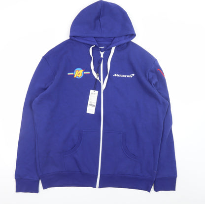 Mens UK Size 2XL McLaren Blue Full Zip Hoodie