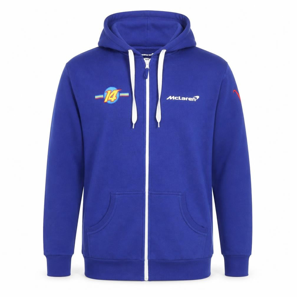 Mens UK Size 2XL McLaren Blue Full Zip Hoodie