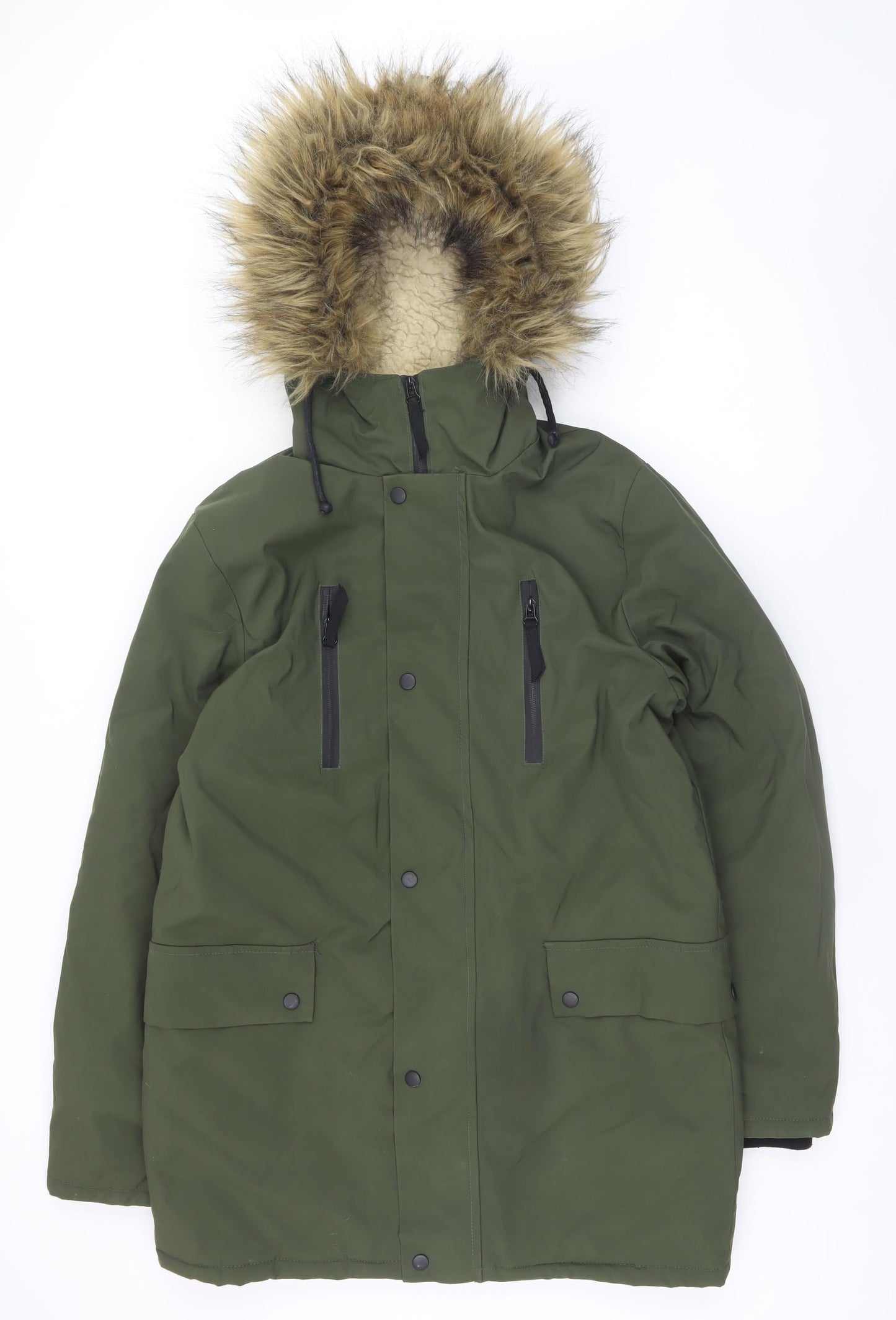 Mens UK Size S New Look Green Parka Coat