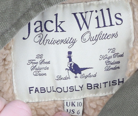 Womens UK Size 10 Jack Wills Green Parka Coat
