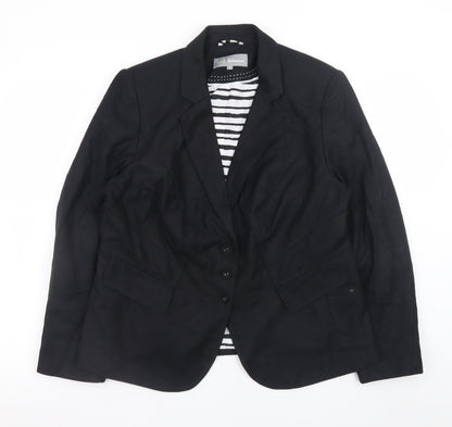 Marks and Spencer Women Black Linen Blend Blazer UK 18 Classic