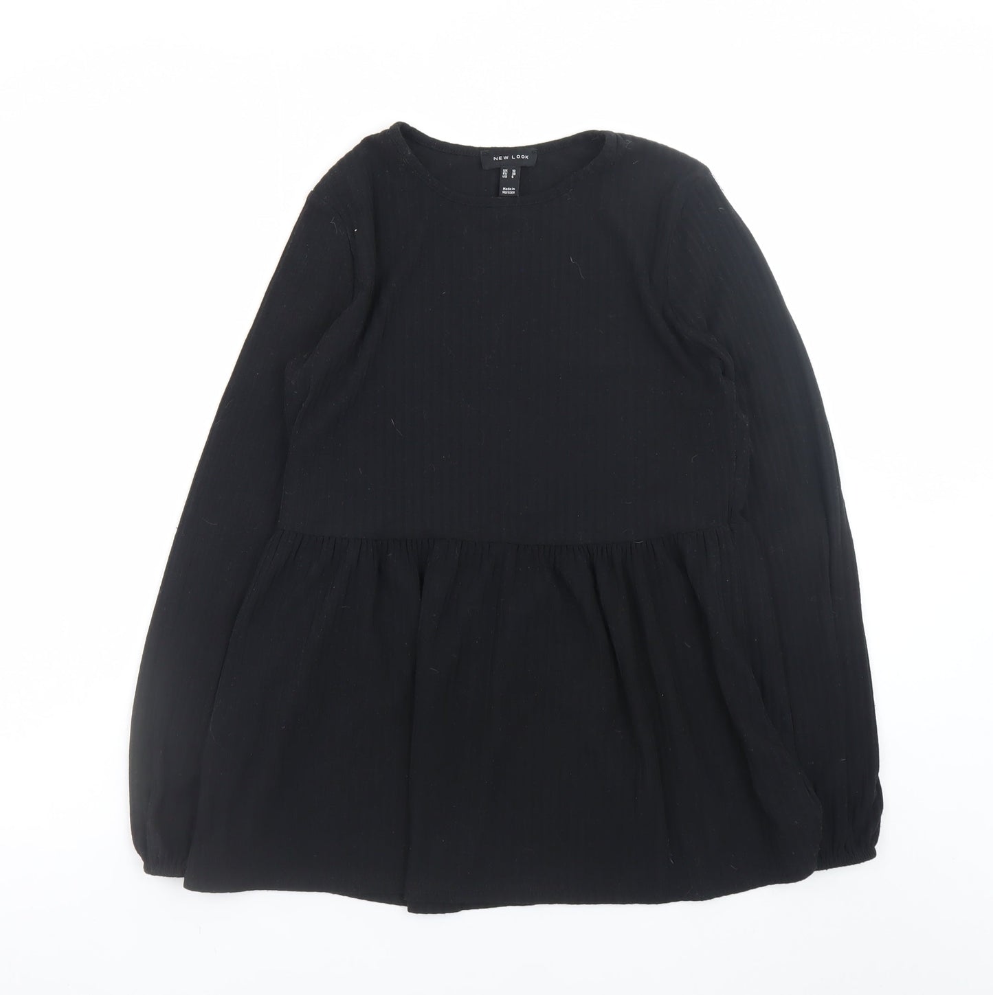 Womens UK Size 10 New Look Black Tunic Blouse