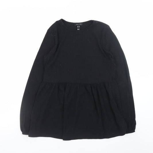 Womens UK Size 10 New Look Black Tunic Blouse