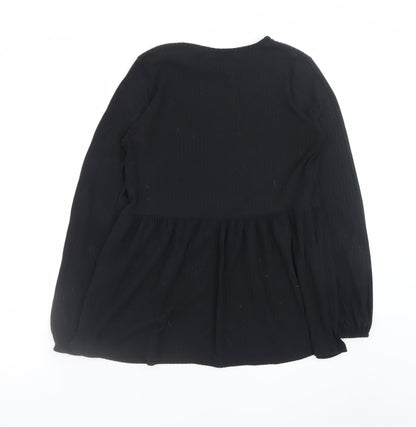 Womens UK Size 10 New Look Black Tunic Blouse
