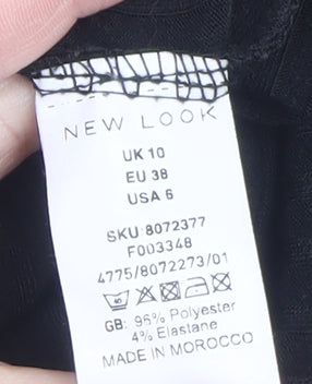 Womens UK Size 10 New Look Black Tunic Blouse