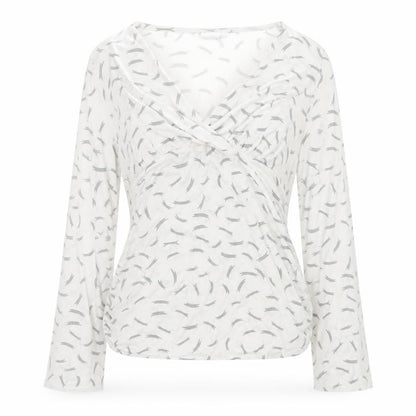 Blooming Marvellous Women's White Grey Wrap Long Sleeve Top Size 8 Viscose Blend